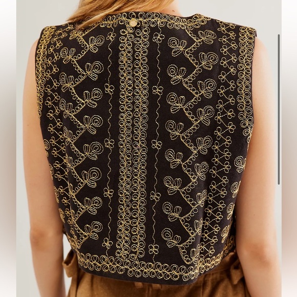 Antik Batik Oriane Gilet gold embroidered Vest - Picture 3 of 11